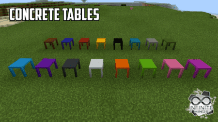 Разноцветные столы в Minecraft