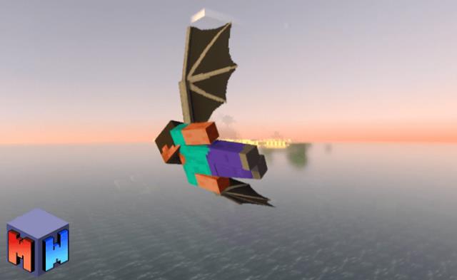 Игрок летит над водой